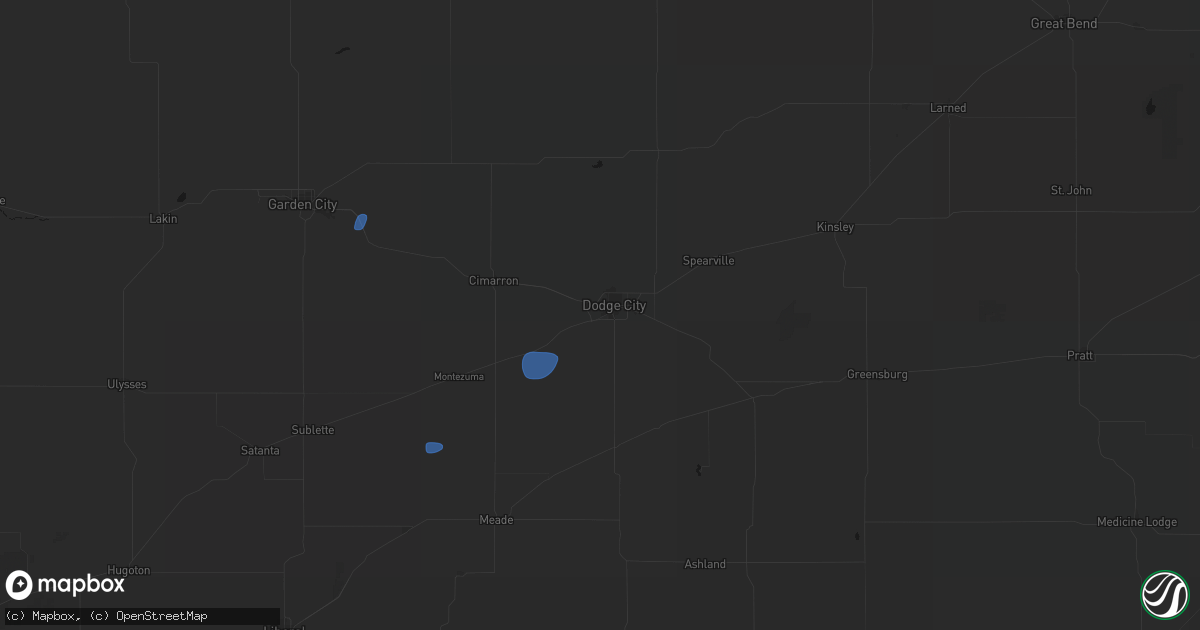 Hail map in Dodge City, KS on October 1, 2026