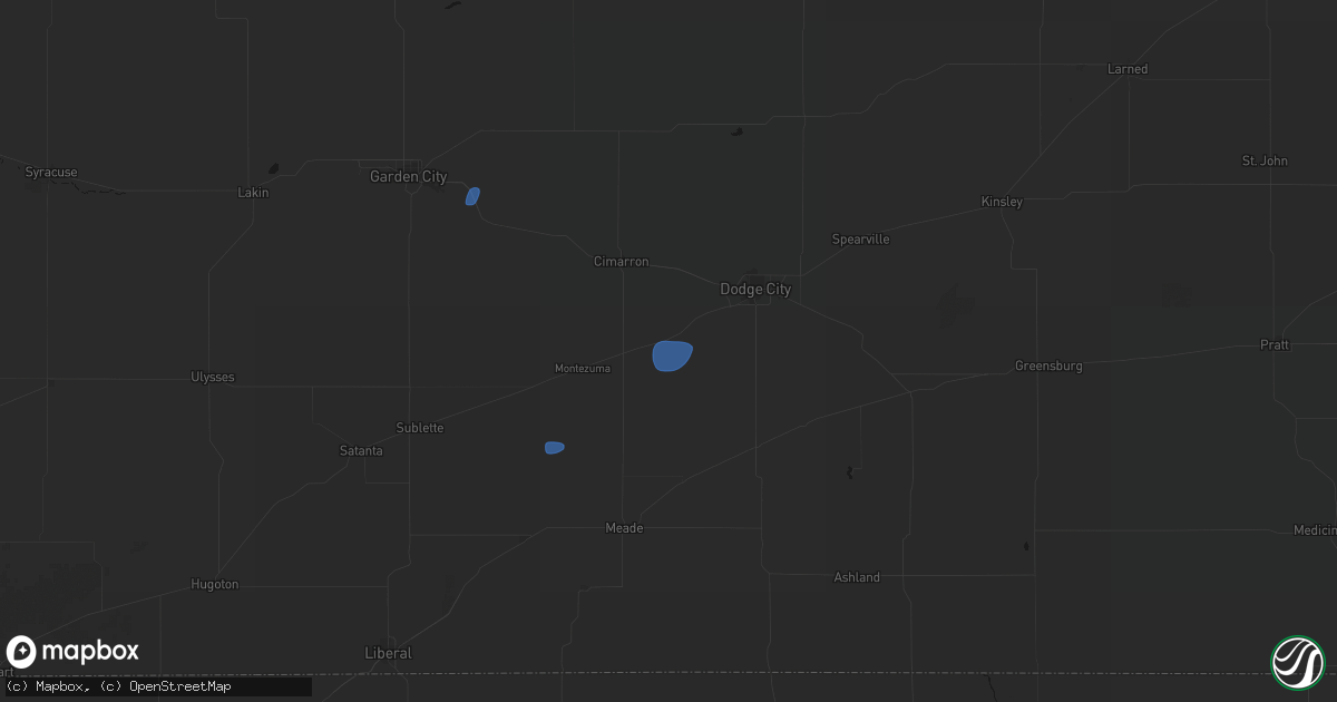 Hail map in Ensign, KS on October 1, 2026