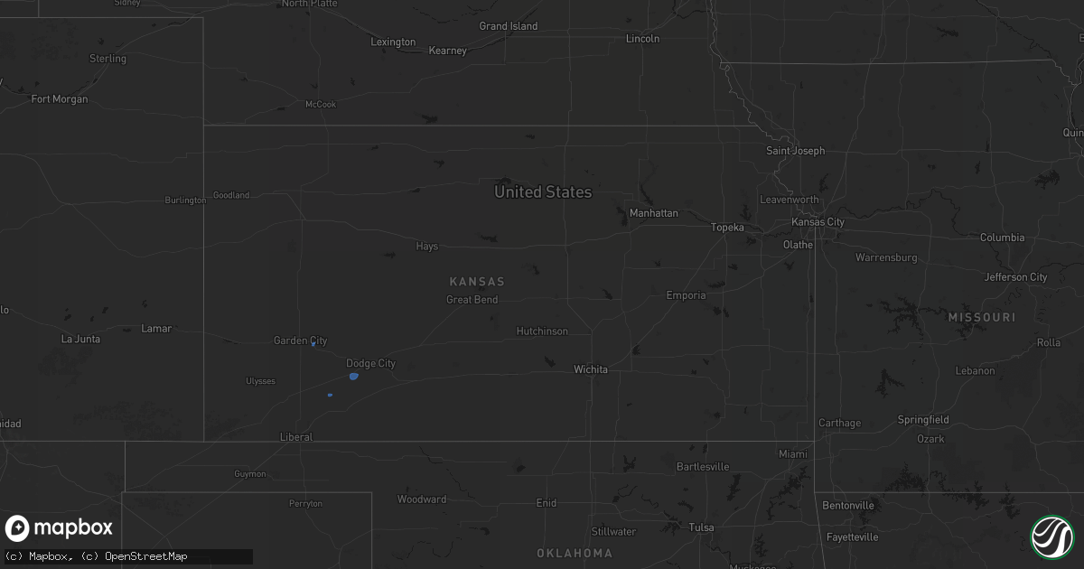 Hail map in Kansas on October 1, 2026