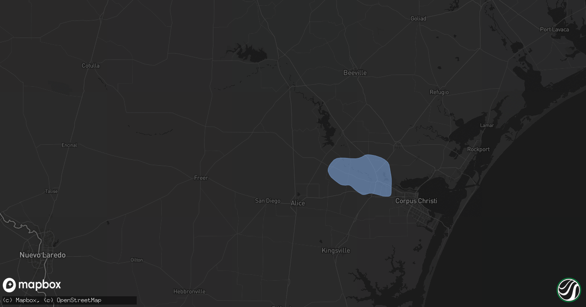 Hail map in Orange Grove, TX on October 1, 2026