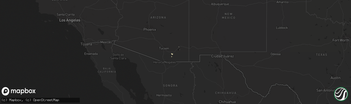 Hail map in Arizona on October 2, 2011