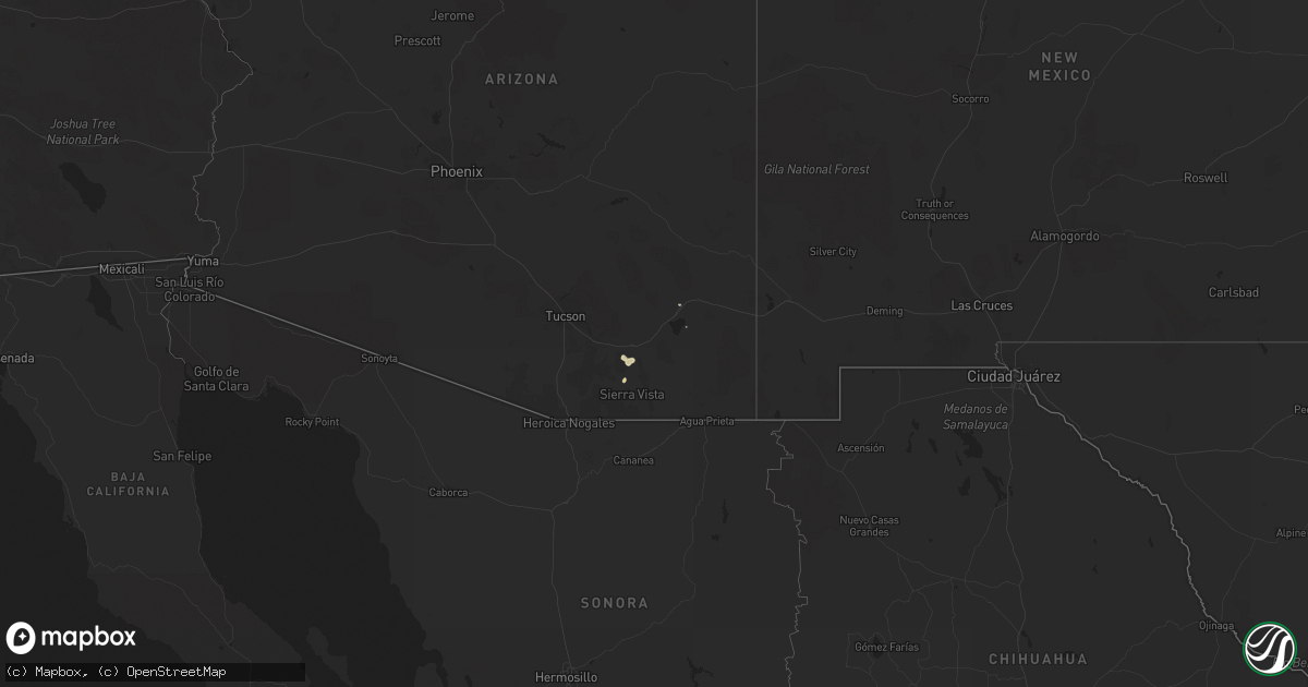 Hail map in Arizona on October 2, 2011