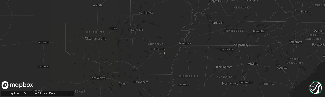 Hail map in Arkansas on October 2, 2013