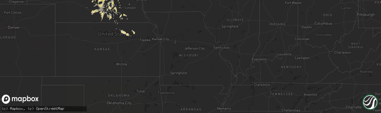 Hail map in Missouri on October 2, 2013