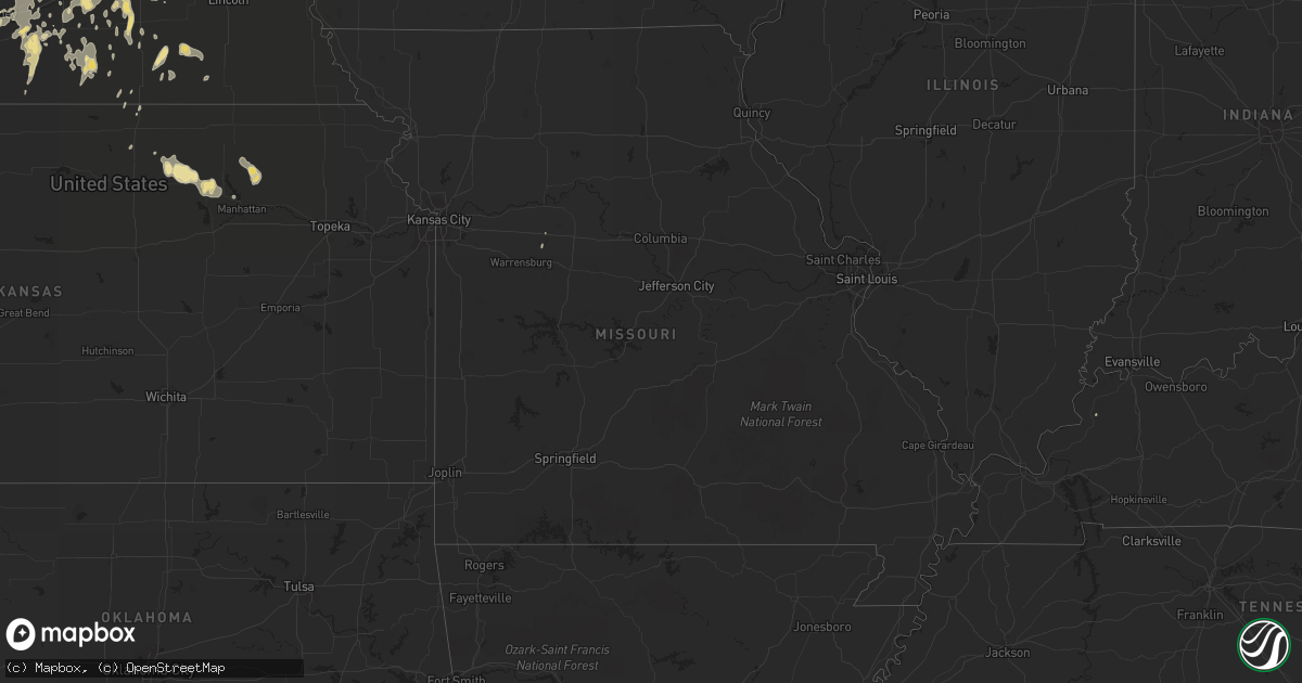 Hail map in Missouri on October 2, 2013