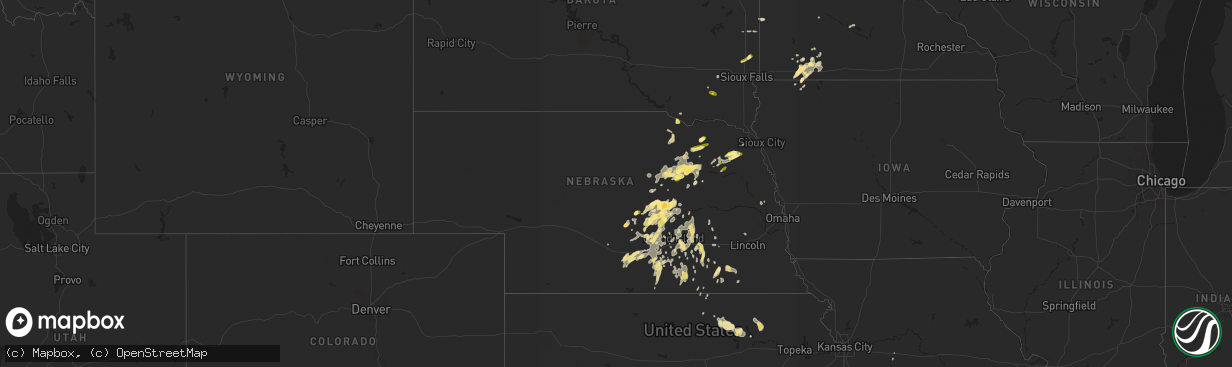 Hail map in Nebraska on October 2, 2013