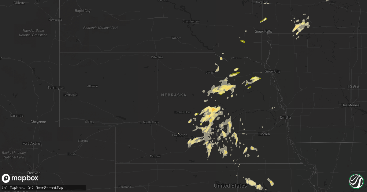 Hail map in Nebraska on October 2, 2013