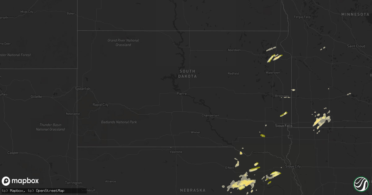 Hail map in South Dakota on October 2, 2013