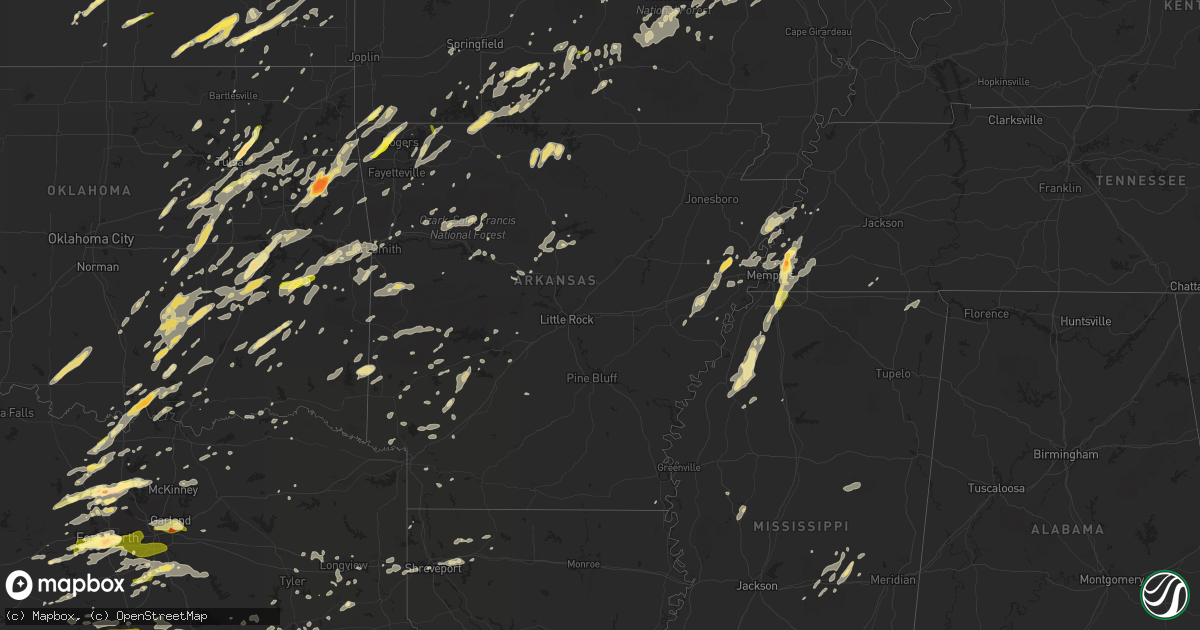 Hail map in Arkansas on October 2, 2014