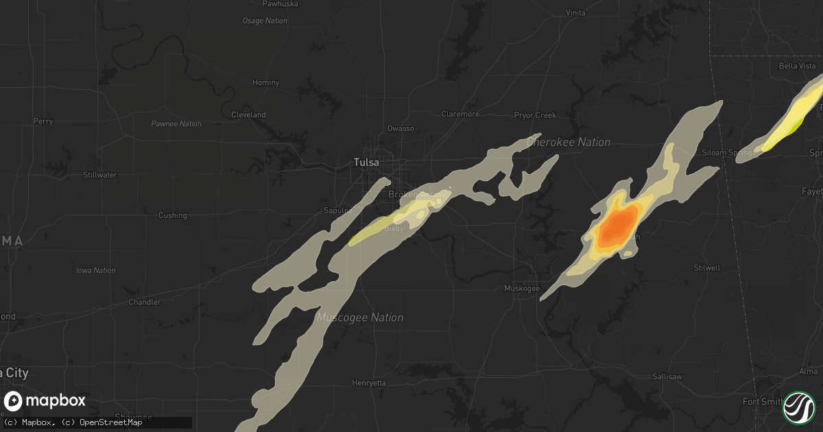Hail map in Broken Arrow, OK on October 2, 2014