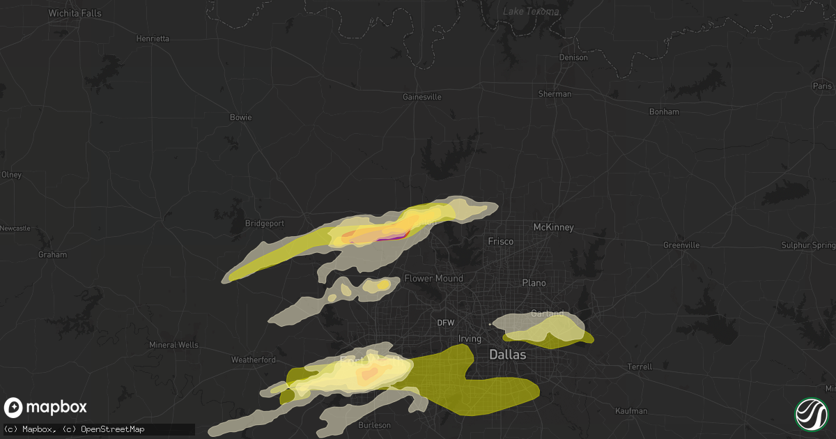 Hail map in Denton, TX on October 2, 2014