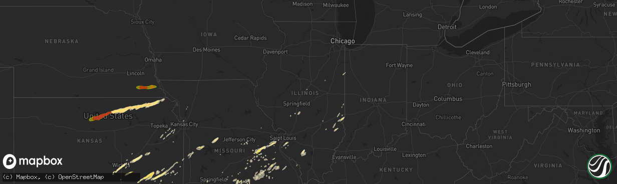 Hail map in Illinois on October 2, 2014