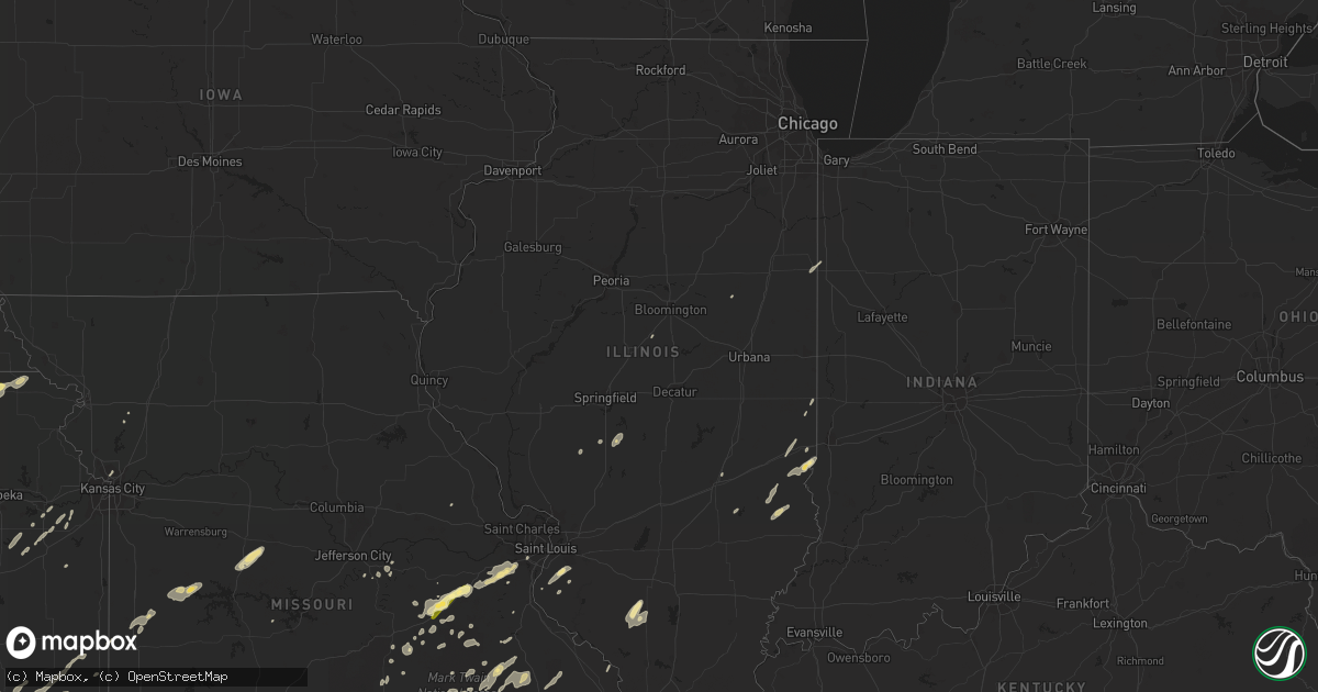 Hail map in Illinois on October 2, 2014