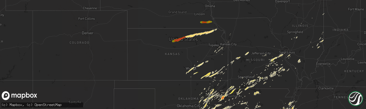 Hail map in Kansas on October 2, 2014