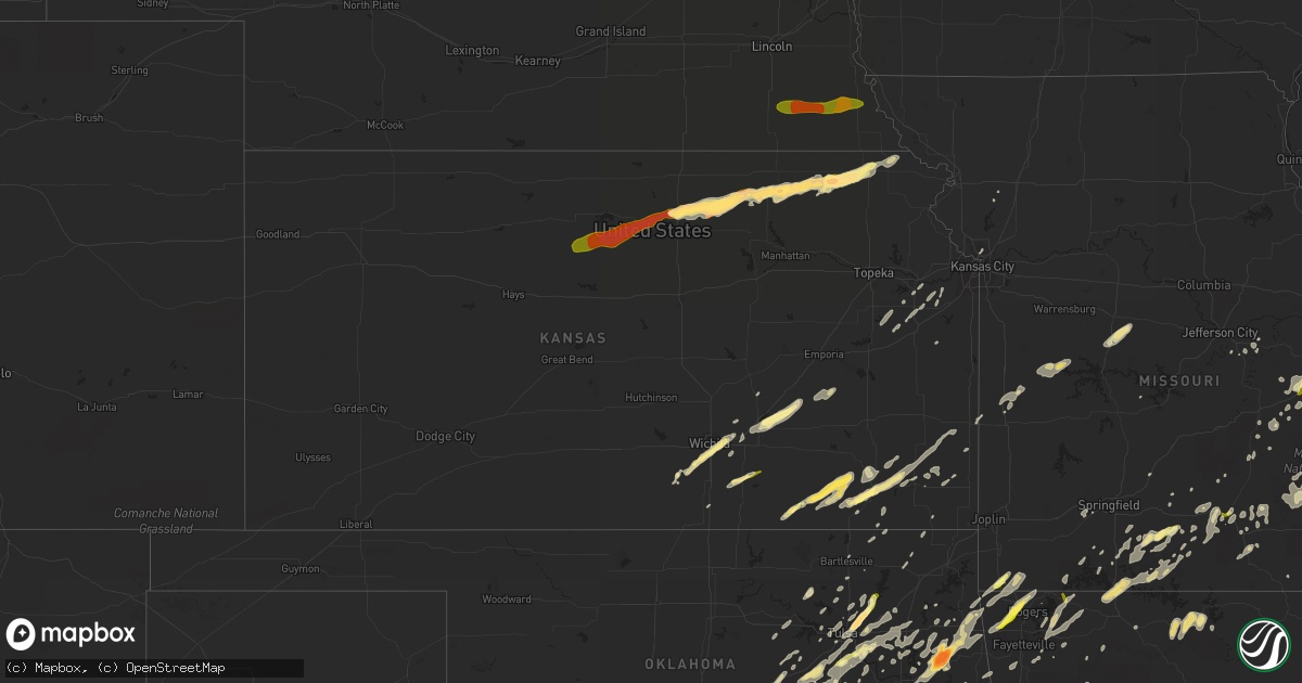 Hail map in Kansas on October 2, 2014