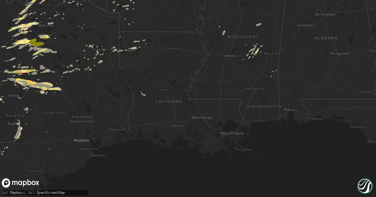 Hail map in Louisiana on October 2, 2014