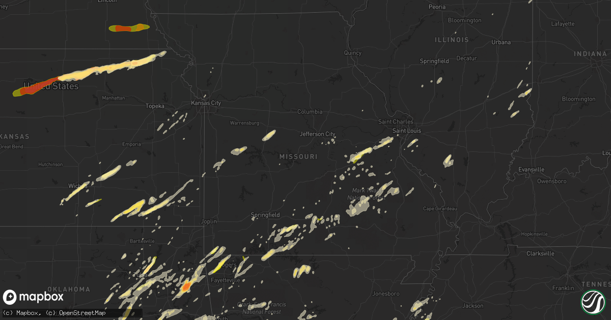 Hail map in Missouri on October 2, 2014