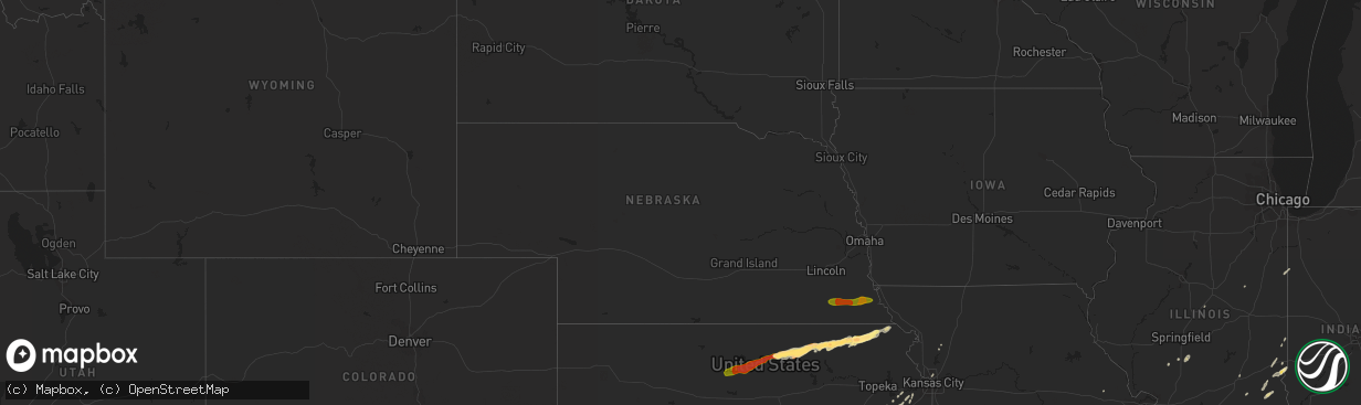 Hail map in Nebraska on October 2, 2014