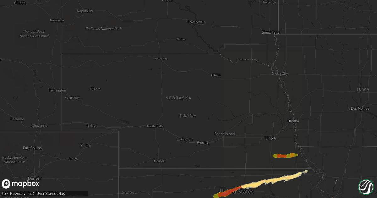 Hail map in Nebraska on October 2, 2014
