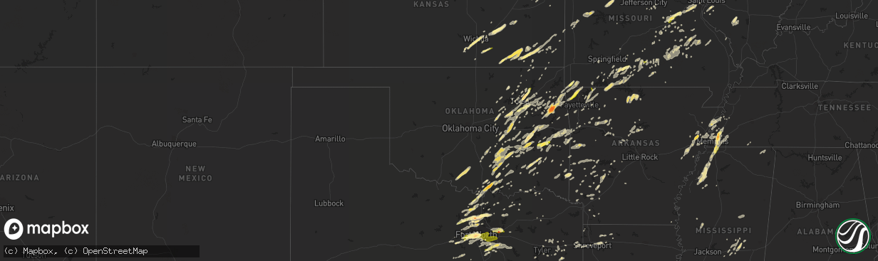 Hail map in Oklahoma on October 2, 2014