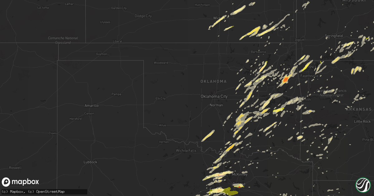 Hail map in Oklahoma on October 2, 2014