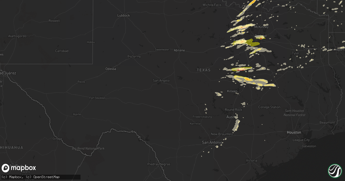 Hail map in Texas on October 2, 2014