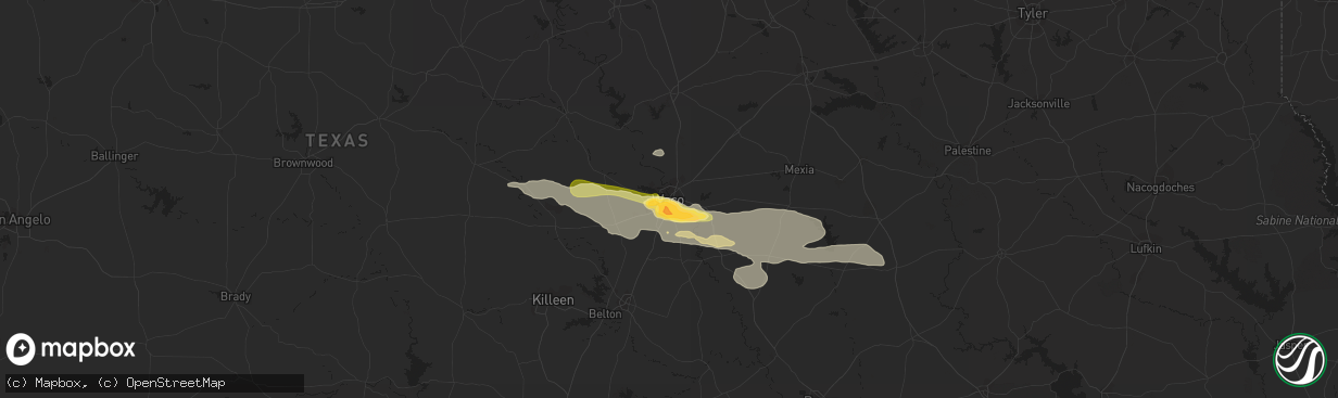 Hail map in Waco, TX on October 2, 2014