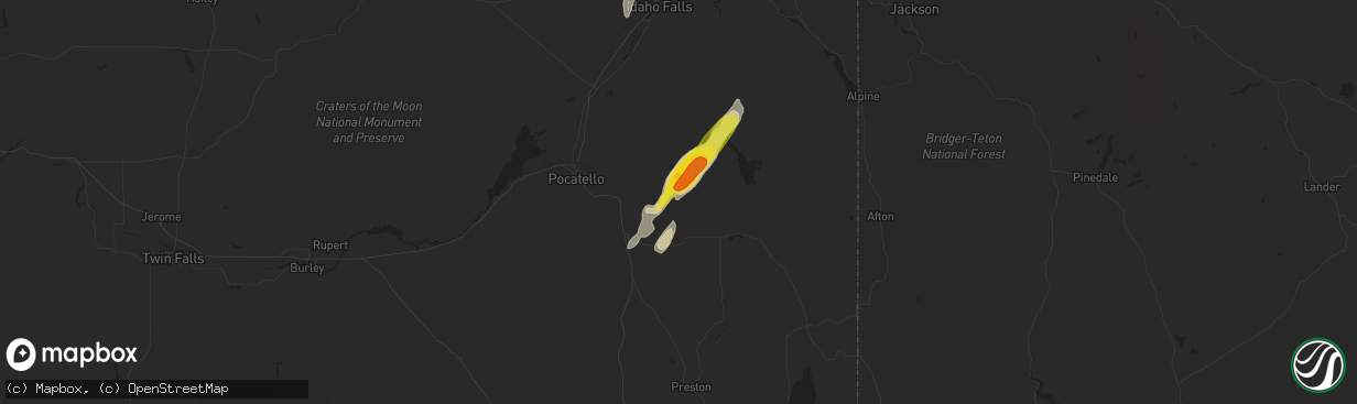 Hail map in Bancroft, ID on October 2, 2016