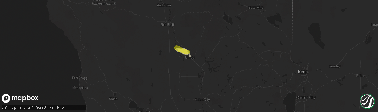 Hail map in Chico, CA on October 2, 2016