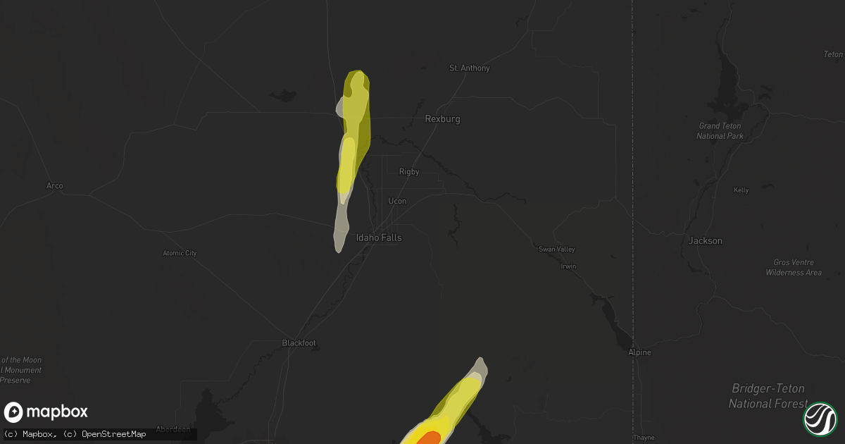Hail map in Idaho Falls, ID on October 2, 2016