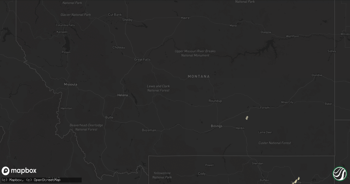 Hail map in Montana on October 2, 2016