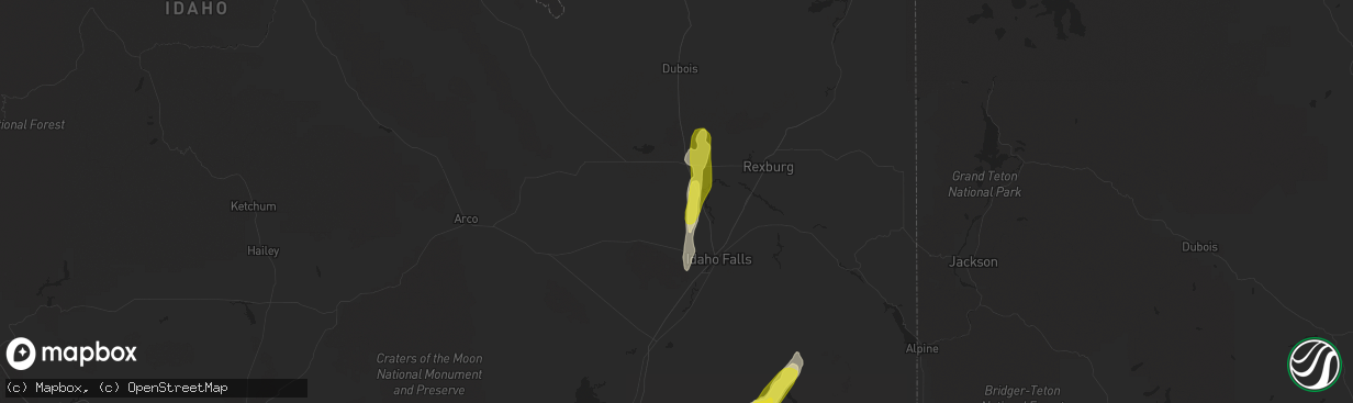 Hail map in Roberts, ID on October 2, 2016