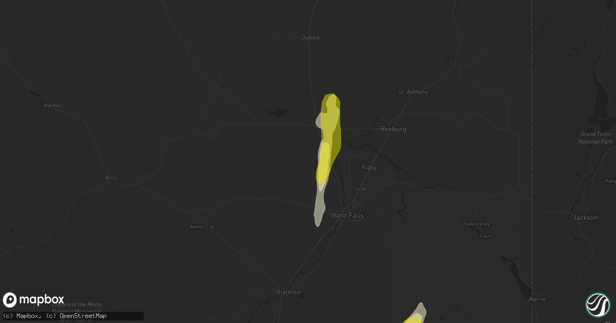 Hail map in Roberts, ID on October 2, 2016