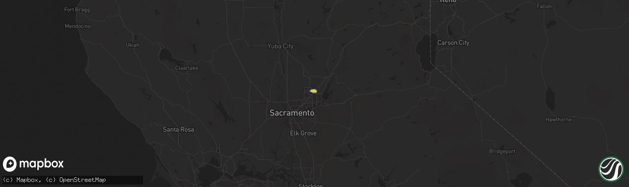 Hail map in Roseville, CA on October 2, 2016