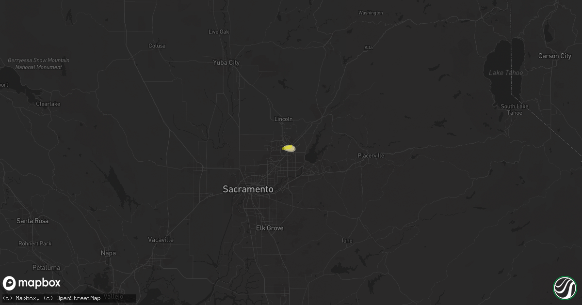 Hail map in Roseville, CA on October 2, 2016