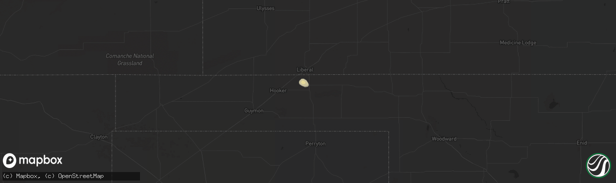 Hail map in Turpin, OK on October 2, 2016