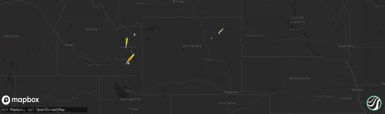 Hail map in Wyoming on October 2, 2016