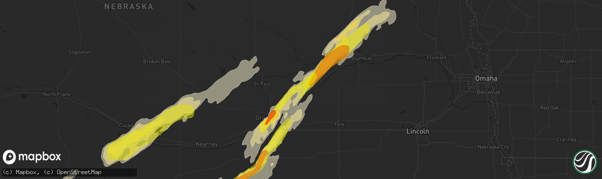 Hail map in Central City, NE on October 2, 2017