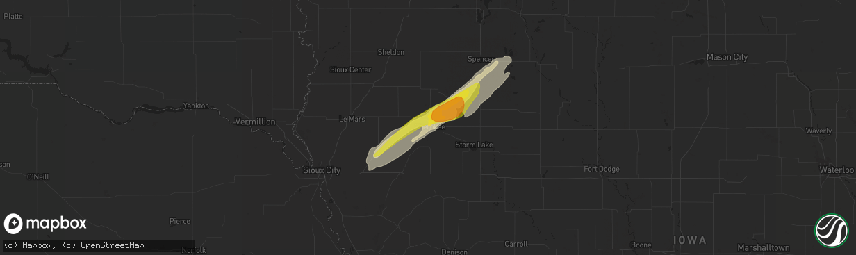 Hail map in Cherokee, IA on October 2, 2017