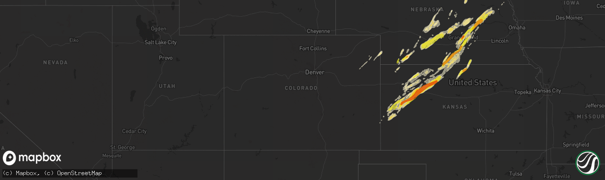 Hail map in Colorado on October 2, 2017