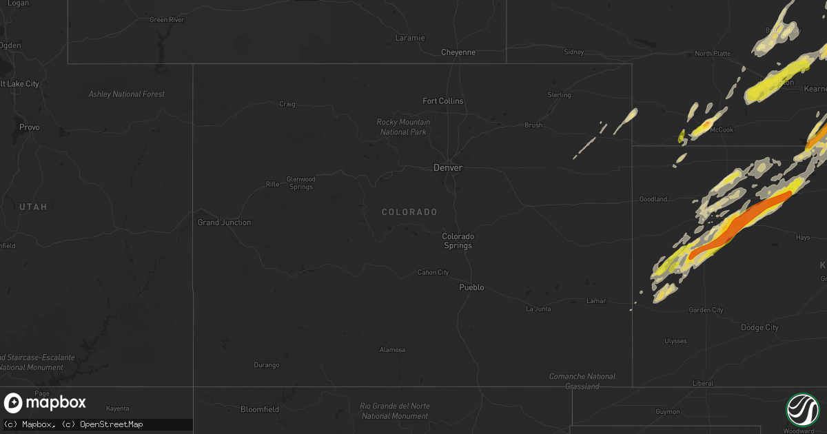 Hail map in Colorado on October 2, 2017