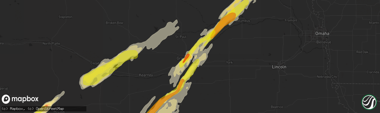 Hail map in Grand Island, NE on October 2, 2017