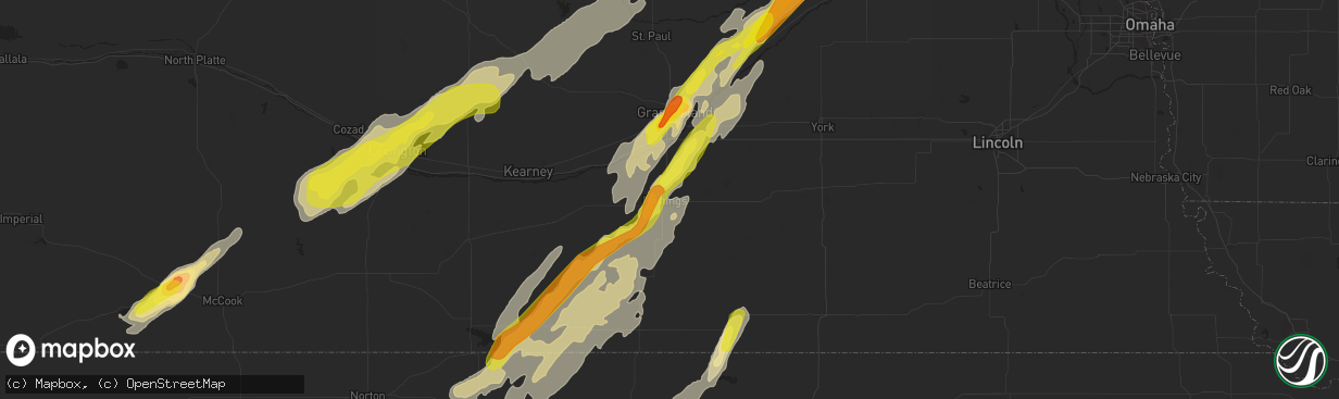 Hail map in Hastings, NE on October 2, 2017