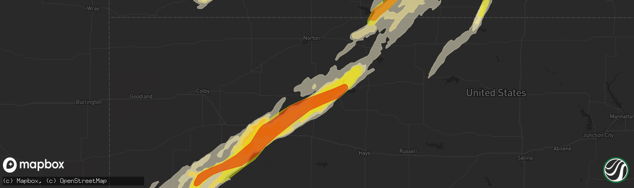 Hail map in Hill City, KS on October 2, 2017