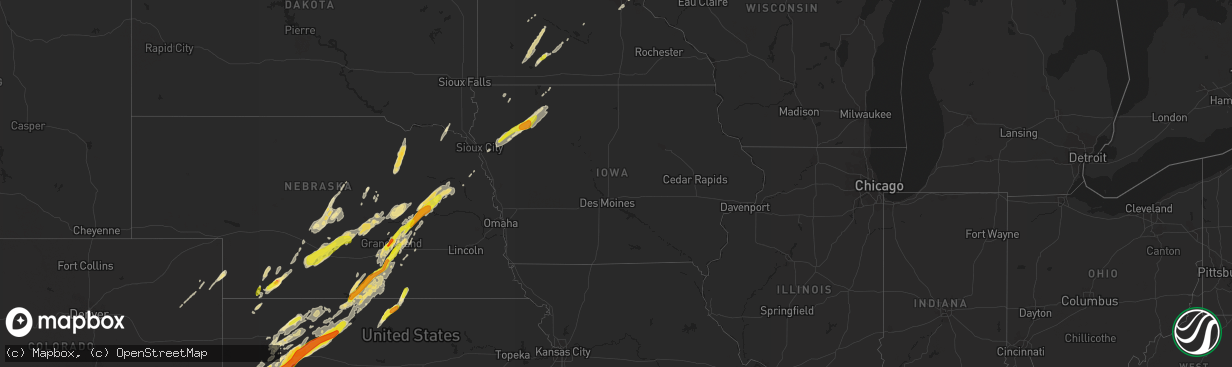 Hail map in Iowa on October 2, 2017