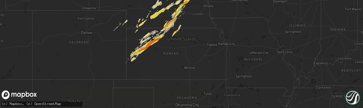 Hail map in Kansas on October 2, 2017