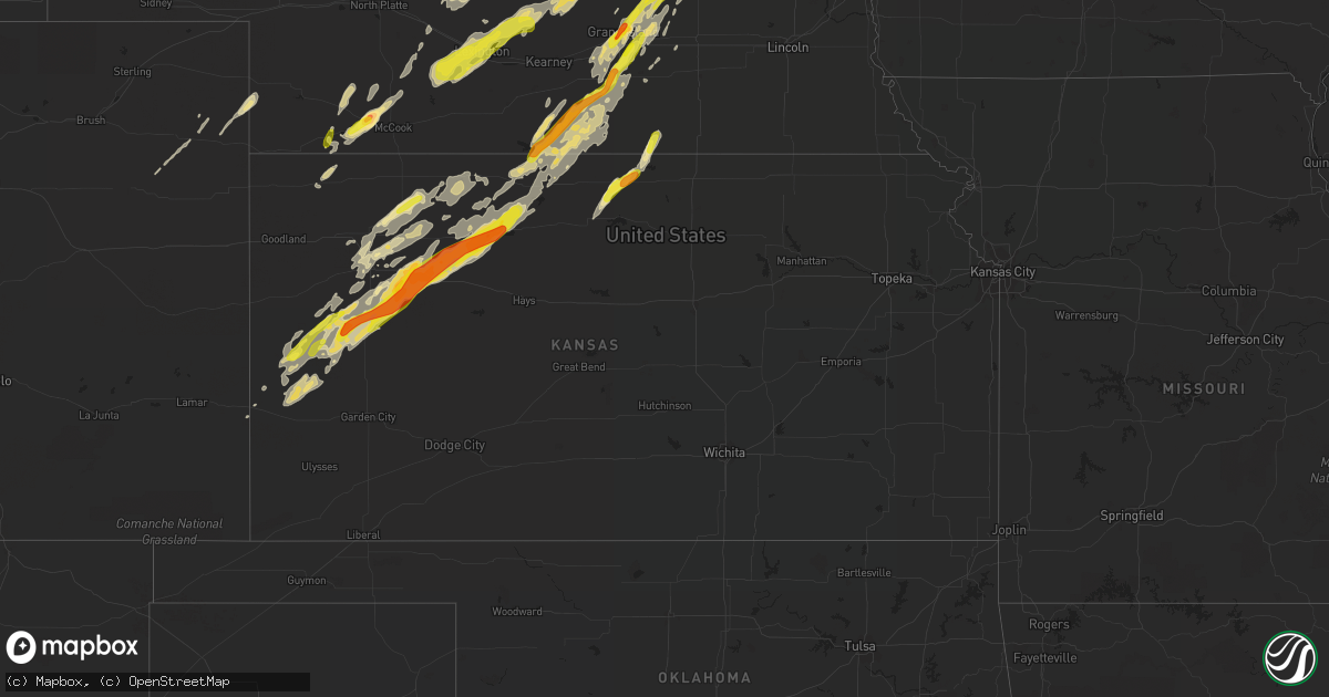 Hail map in Kansas on October 2, 2017