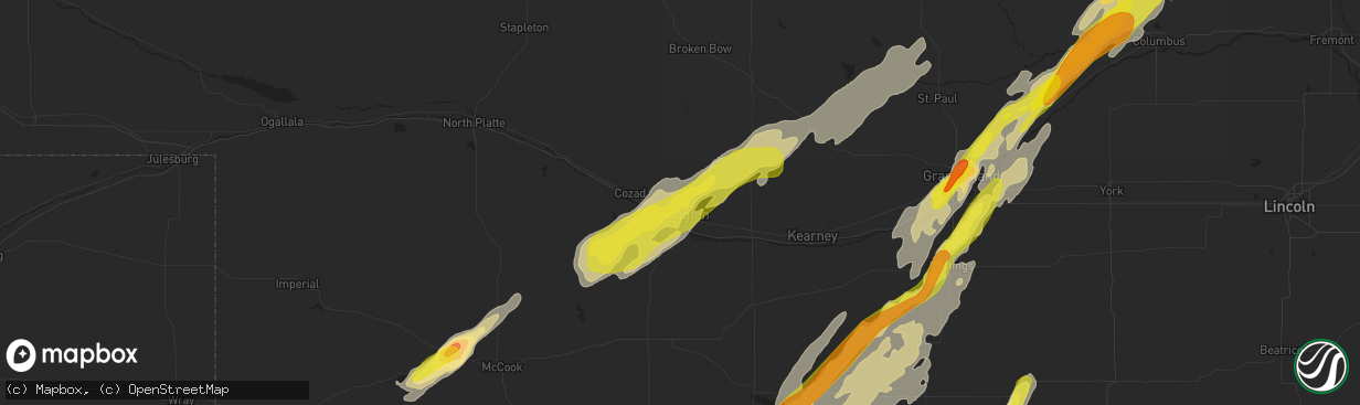 Hail map in Lexington, NE on October 2, 2017