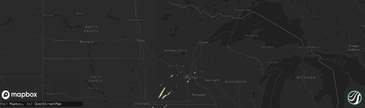 Hail map in Minnesota on October 2, 2017