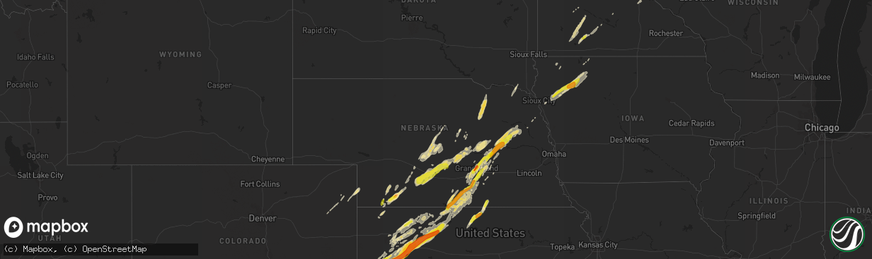 Hail map in Nebraska on October 2, 2017